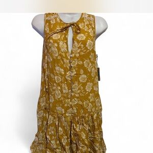 Forever 21 Yellow and White Ruffled Tie Front Sundress
